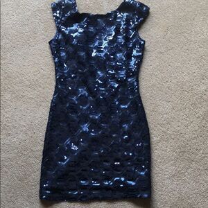 Speechless Sequin Mini Dress Bodycon Cap Sleeve Party Navy Blue Juniors Size 7